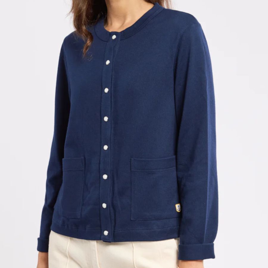 Button-up cardigan - rustic cotton (dammodell/Armor Lux) (bild för) Button-up cardigan - rustic cotton (dammodell/Armor Lux)